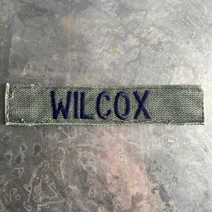 WILCOX Embroidered Vintage ‘Army Green’ Military name tape patch WILCOX